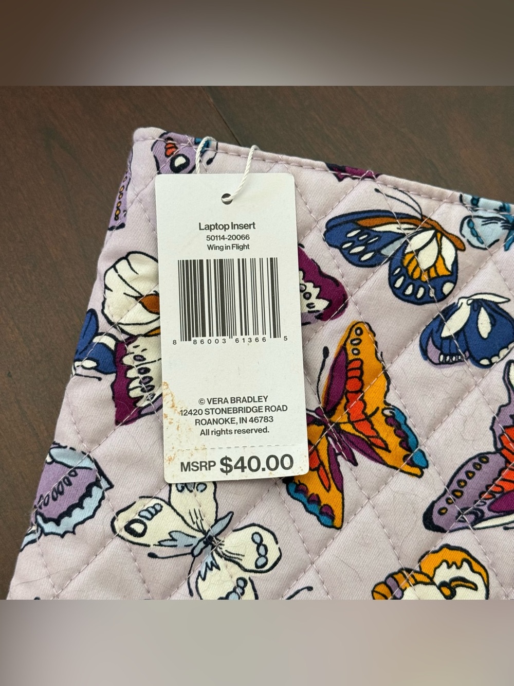 NWT Vera Bradley Wing in Flight Quilted Cotton Laptop insert Sleeve - Picture 2 of 7